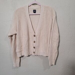 GAP Cream Ribbed Cardigan Sweater
